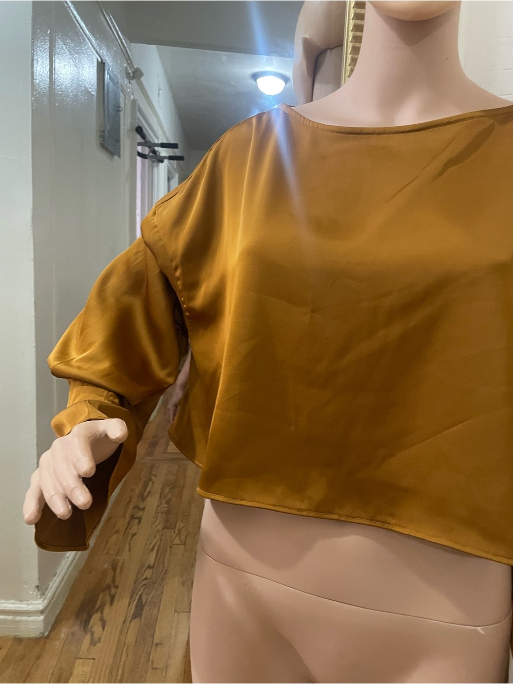 NAP Satin-Look Blouse in Mustard - Picture 14 of 16